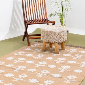 8x10 flower jute rug ivory jute rug handmade jute rug, bedroom jute rug living room jute rug entry way jute runner housewarming jute rug
