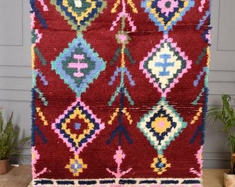 Chester Boho Alfombra marroquí tejida a mano, alfombra lavable con borlas, alfombra marroquí con mechones para dormitorio, cocina, 4 x 6 pies