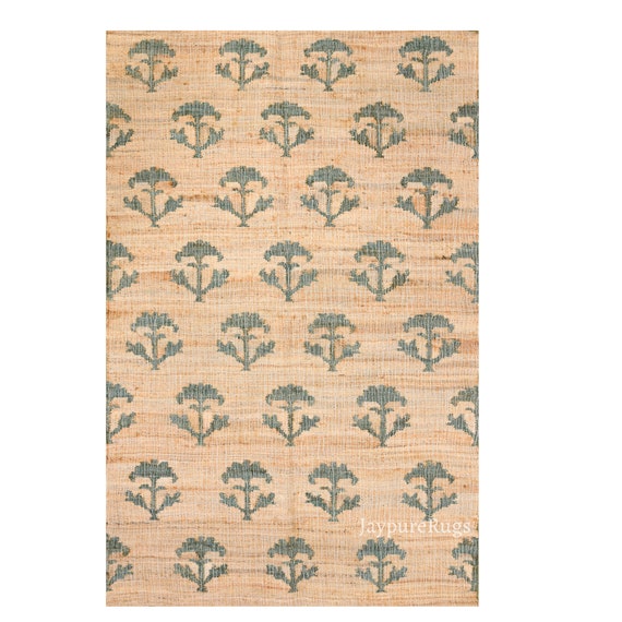 Handmade Cotton Jute Rug: Boho Kilim Woven Area Rug
