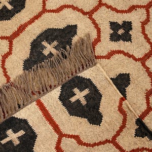 Handgewebter Kelim Teppich aus Wolle im Vintage Stil