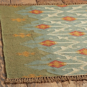 8x10 ft Large Kilim Rug, Handwoven, Wool and Jute Rug Handmade, Kilim Dhurrie Rug, Motifs, Oriental, Traditional Indian, Geometric, Turkish