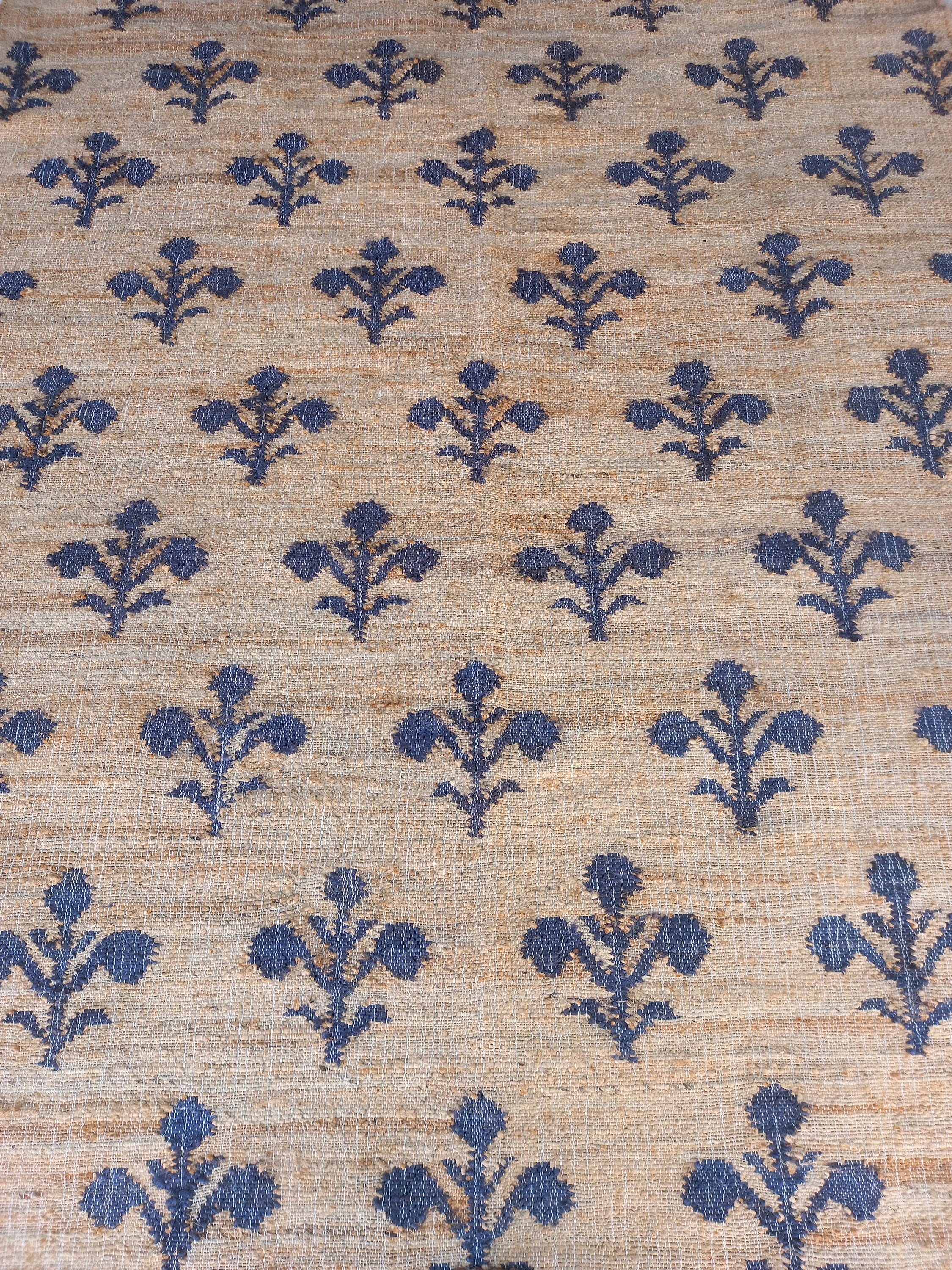 5x7 8x10 Handmade Flatweave Blue/Beige Rug Natural Jute Flower Cotton Hemp Rug Large Floor Area Kilim Dhurrie Carpet Home Living Decorative
