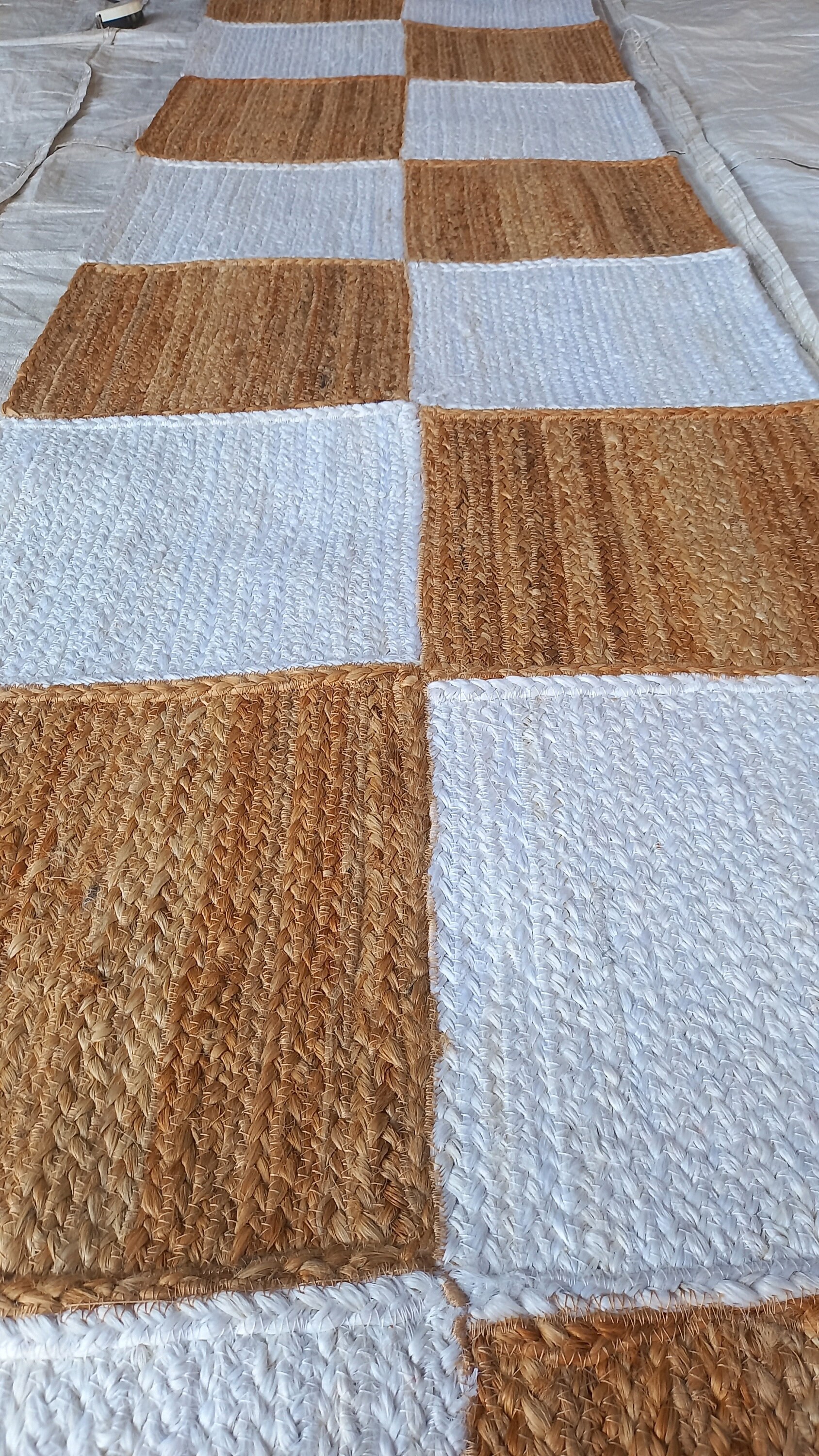 2x10 Checkered Jute Rug hemp Rug Eco Friendly Rug Custom Etsy