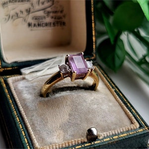 PRETTY Vintage 9ct Gold Amethyst White Cz Ring. 9ct Gold Amethyst Ring LAYAWAY And RESIZING Available! [Ref00j]
