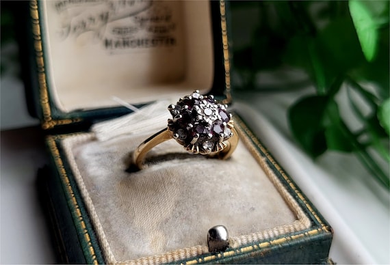 STUNNING Vintage 9ct Gold Ruby Diamond Ring. RESIZING AVAiLABLE! DiAMONDS! 9ct Gold Diamond Ring. 9ct Gold Ruby Ring. [refA]