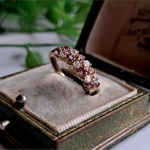 1980s Vintage 9ct Gold Ruby White Cz Eternity Ring. RESIZING AVAiLABLE 9ct Gold Ring. 9ct Gold Ruby Ring LAYAWAY AVAiLABLE [refJ]