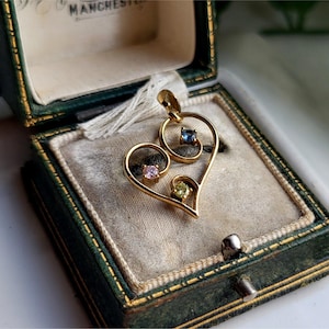 UNUSUAL Vintage 9ct Gold Multi Gem Pendant. HARD TO FiND! Multi Gemstone Pendant [Ref00g]