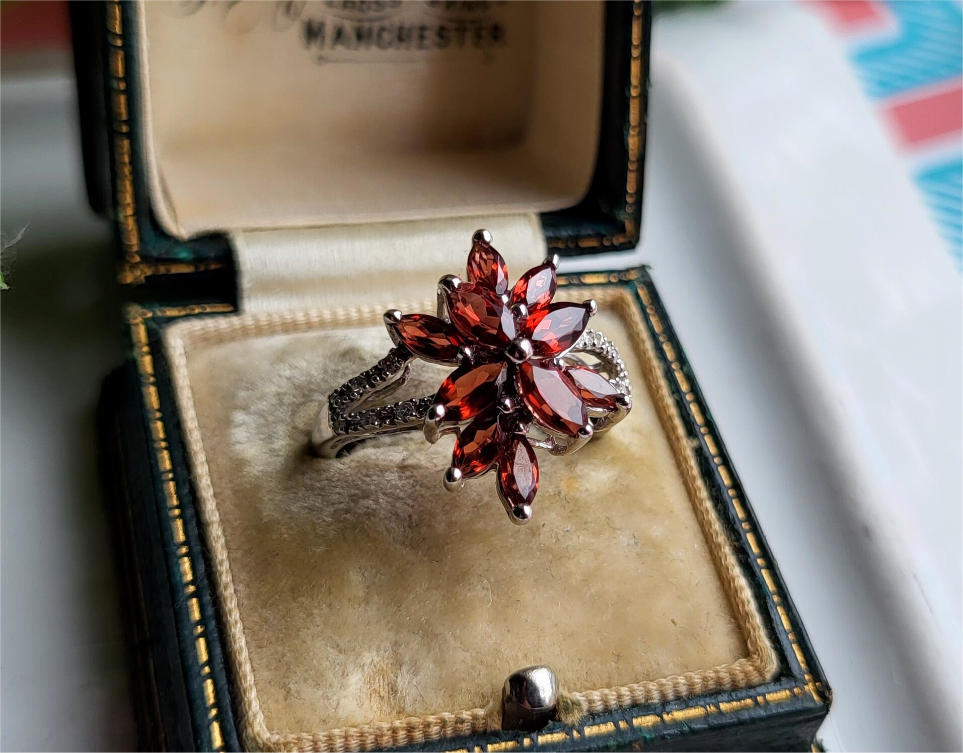 Buy IMPRESSIVE Vintage 9ct Gold Citrine Diamond Ring! 12 Diamonds