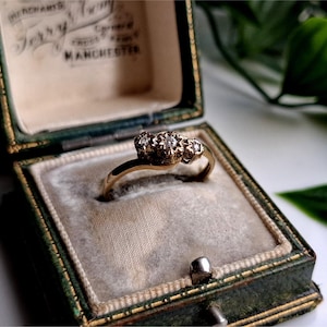 1990 Vintage 9ct Gold Diamant Trilogy Ring. Gold Trilogy Ring Größenänderung verfügbar [ref00s]