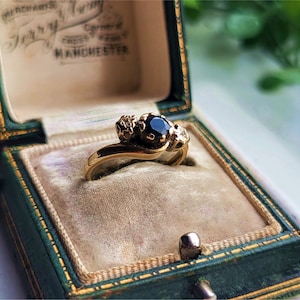 GENUINE Vintage 9ct Gold Sapphire Diamond Trilogy Ring. Gold Trilogy Ring LAYAWAY AVAILABLE [ref00js2]
