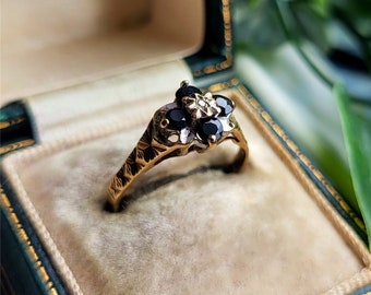 STUNNING Vintage 9ct Gold Sapphire Diamond Ring. 9ct Gold Sapphire Ring. 9ct Gold Diamond Ring LAYAWAY AVAILABLE [Ref00Q)]