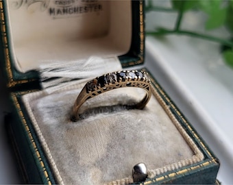 STUNNING Vintage 9ct Gold Sapphire White Cz Eternity Ring. RESIZING AVAILABLE 9ct Gold Sapphire Ring  [Ref00js3]