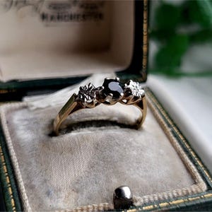 GENUINE Vintage 9ct Gold Sapphire Diamond Trilogy Ring. RESIZING AVAiLABLE Gold Trilogy Ring LAYAWAY AVAiLABLE [ref00e]