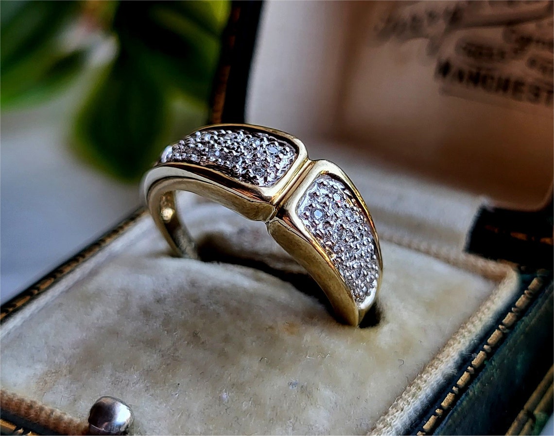 RARE Vintage 9ct Gold Diamond Cluster Ring. 20 SPARKLING Etsy