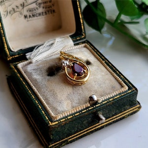 AMAZING Vintage 9ct Gold Garnet Diamond Pendant. 9ct Gold Garnet Pendant. 9ct Gold Pendant [Ref00r]