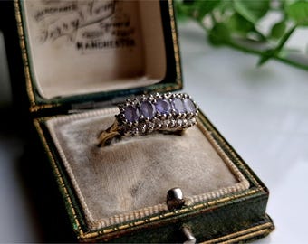 ONGELOOFLIJKE vintage 9 kt gouden amethist diamantclusterring. 26 diamanten GRATIS RESIZE 9 kt gouden diamanten ring. 9 kt gouden ring met amethist (ref 00E)