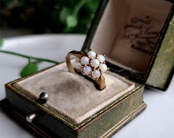 Natural Vintage 9ct Gold Opal Cluster Ring, STATEMENT Ring, Packed FULL of Opals, Vintage 9ct Gold Opal Ring, Gold Opal Rings, [Ref00k]