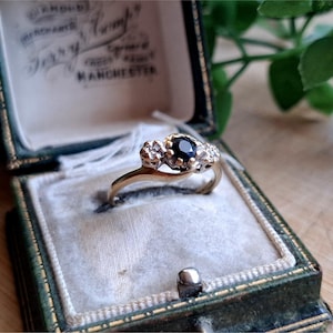 GENUINE Vintage 9ct Gold Sapphire Diamond Trilogy Ring. Gold Trilogy Ring LAYAWAY AVAILABLE [refb]