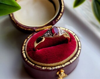 Vintage 9ct Gold Ruby Diamond Ring. 9ct Gold Diamond Ring. 9ct Gold Ruby Ring LAYAWAY AVAILABLE [D]
