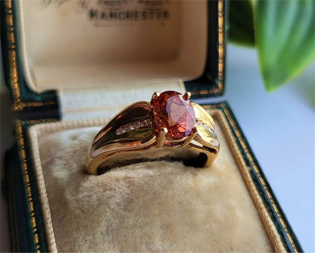 INCREDIBLE Vintage 9ct Gold Citrine Diamond Ring FREE RESIZE Etsy