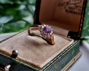 MOOIE vintage 9ct gouden Amethist witte topaas ring. 9ct Gold Amethyst Cluster Ring LAYAWAY en RESIZING beschikbaar! [Ref00N]