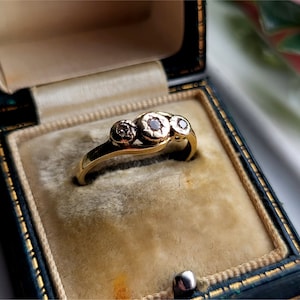 Echter Vintage 9 Karat Gold Diamant Trilogy Ring. Gold Trilogy Ring LAYAWAY VERFÜGBAR [E]