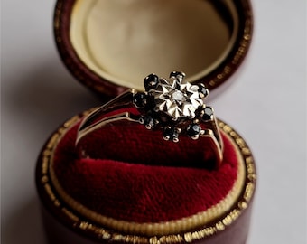 UNUSUAL Vintage 9ct Gold Sapphire Diamond Ring. LAYAWAY AVAILABLE [A]