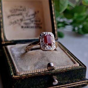 1980s Vintage 9ct Gold Ruby Diamond Ring. RESIZING AVAiLABLE! DiAMONDS! 9ct Gold Diamond Ring. 9ct Gold Ruby Ring. [ref00L]