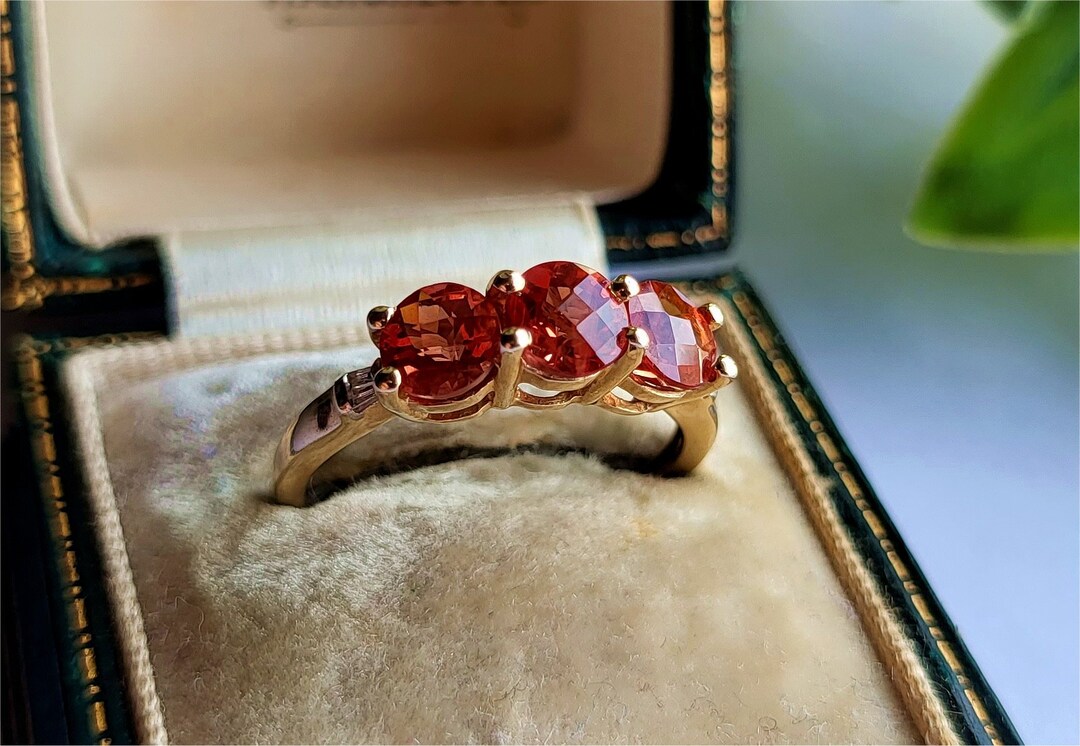 AMAZING Vintage 9ct Gold Citrine Diamond Ring FREE RESIZE 9ct Gold