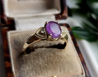 ONGEBRUIKELIJKE Vintage 9ct Gold Amethyst White Topaz Ring. 9ct Gouden Amethist Cluster Ring LAYAWAY en VERSLETEN beschikbaar! [Ref00T]