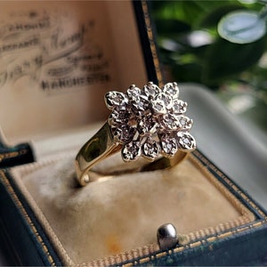 IMPRESSIVE Vintage 9ct Gold Diamond Cluster Ring. LAYAWAY AVAILABLE [F]