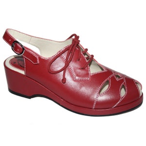 Rocket Originals 1940s/1950s Bella Style In Red Leather UK Size 5. New in Box image 1