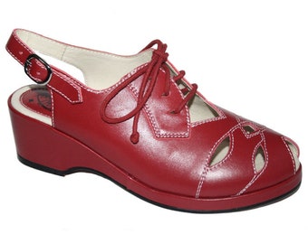 Rocket Originals 1940s/1950s Bella Style In Red Leather UK Size 5. New in Box