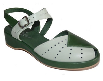 Women's 1940's/1950's Green leather play shoes by Rocket Originals, UK Size 6, New & Unworn.