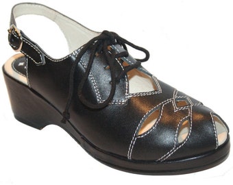 Rocket Originals 1940s/1950s Bella Style In Black Leather UK Size 5. New in Box