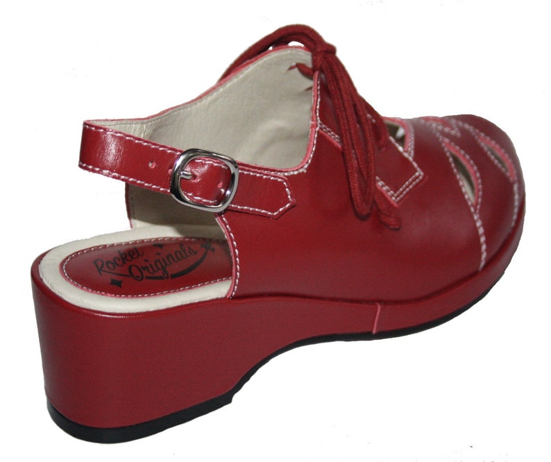 Rocket Originals 1940s/1950s Bella Style In Red Leather UK Size 5. New in Box image 3