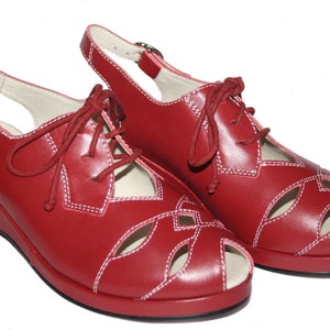 Rocket Originals 1940s/1950s Bella Style In Red Leather UK Size 5. New in Box image 6