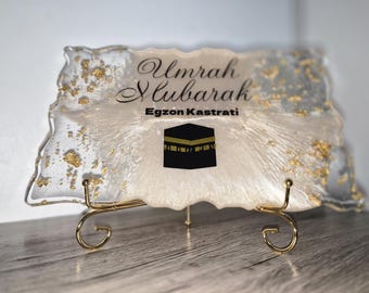 Umra mubarak | hajj mubarak | Umra deko | haj deko | pilgerfahrt | Resin handmade deko | dekoration | Geschenk | Geschenkidee | inkl Ständer