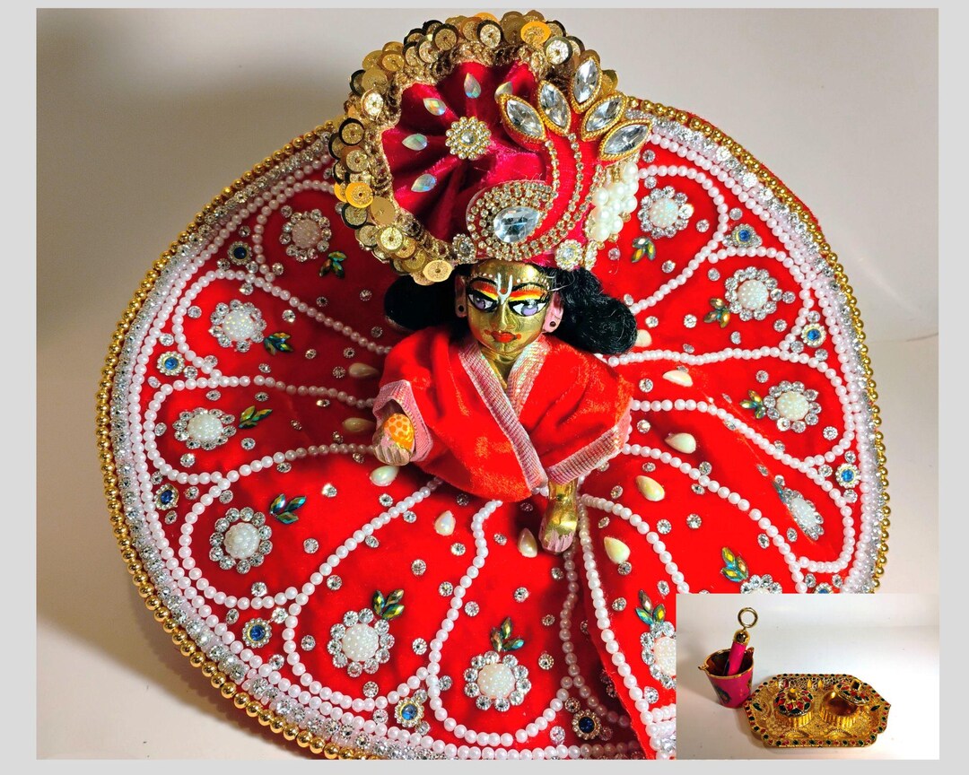 Navratri special 3 dress, 1 pagadi combo for laddu gopal ji (random color) main image 1