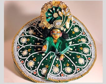 Premium quality Laddu Gopal dress with matching pagdi, mala, hair, flute | Velvet poshak |Janamashtami Navratri