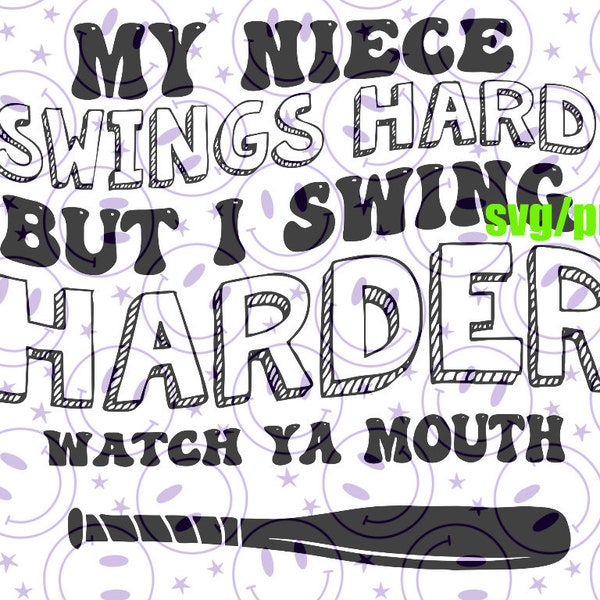 Meine Nichte schwingt möglicherweise nicht Baseball / Softball Tante Original svg / Png