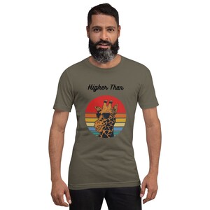Higher Than Giraffe Tee: Combed Cotton Graphic T-Shirt