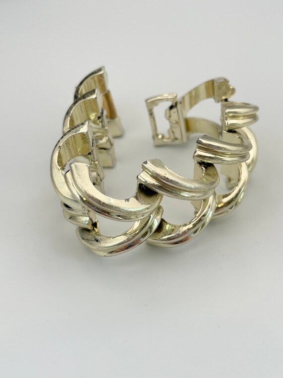 Vintage Silver Chunky Link Bracelet - image 3