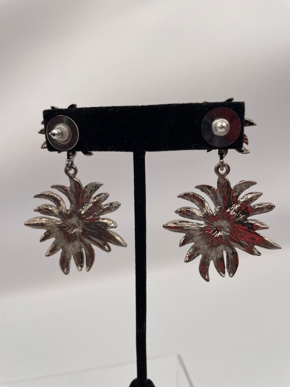 Vintage Pewter and Rhinestone Earring - image 4