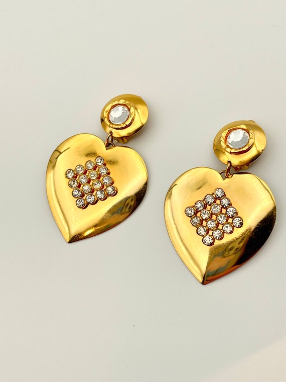 Vintage Gold Heart earrings - image 1