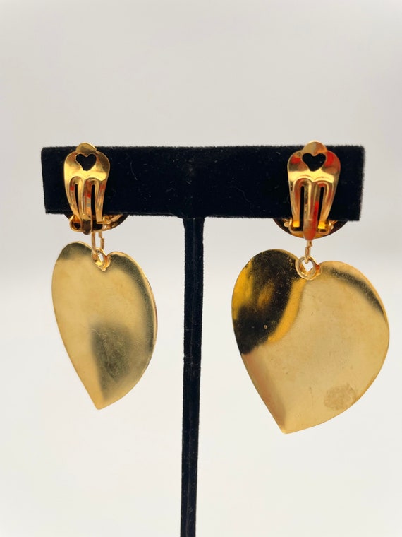 Vintage Gold Heart earrings - image 3