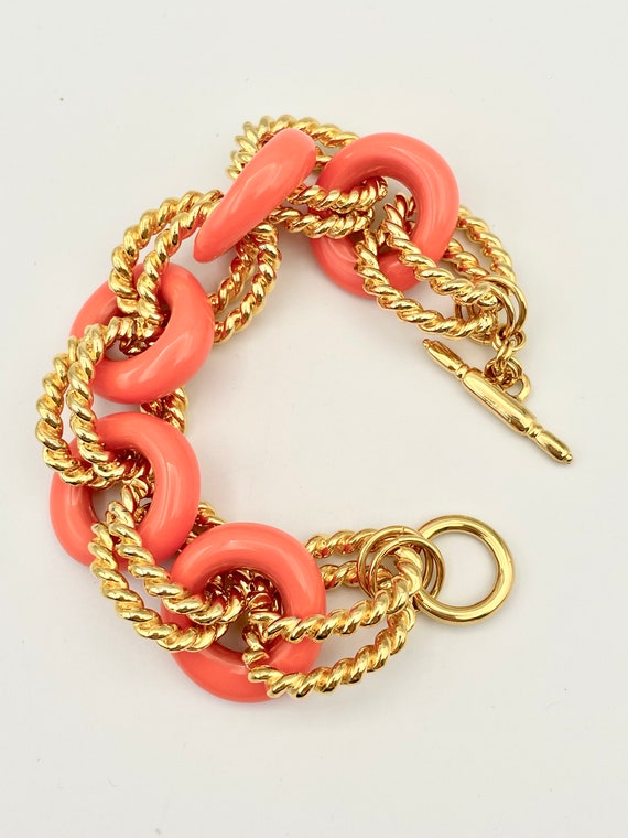 Vintage KJL Coral Link Bracelet - image 1