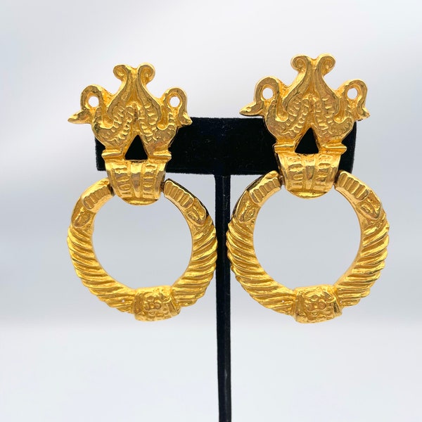 Vintage Onik Gold Door Knocker Earrings