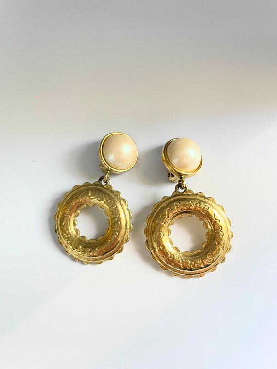 Vintage GIVENCHY RARE Pearl Scallop Logo Earrings