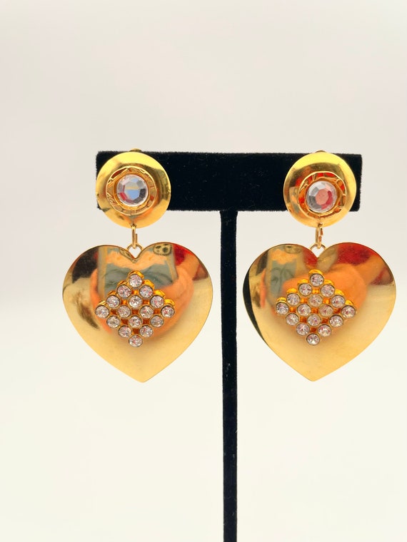 Vintage Gold Heart earrings - image 4